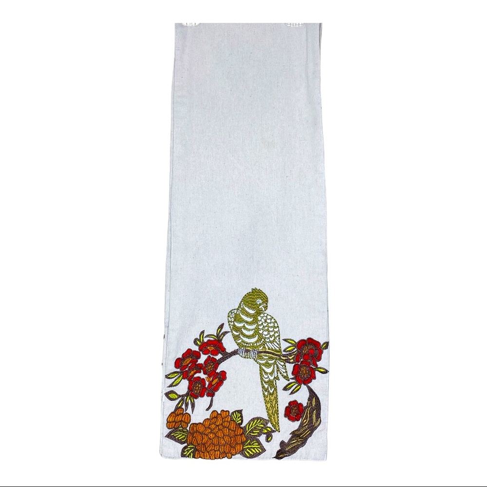 Tropical Earth Tones Embroidered Table Runner